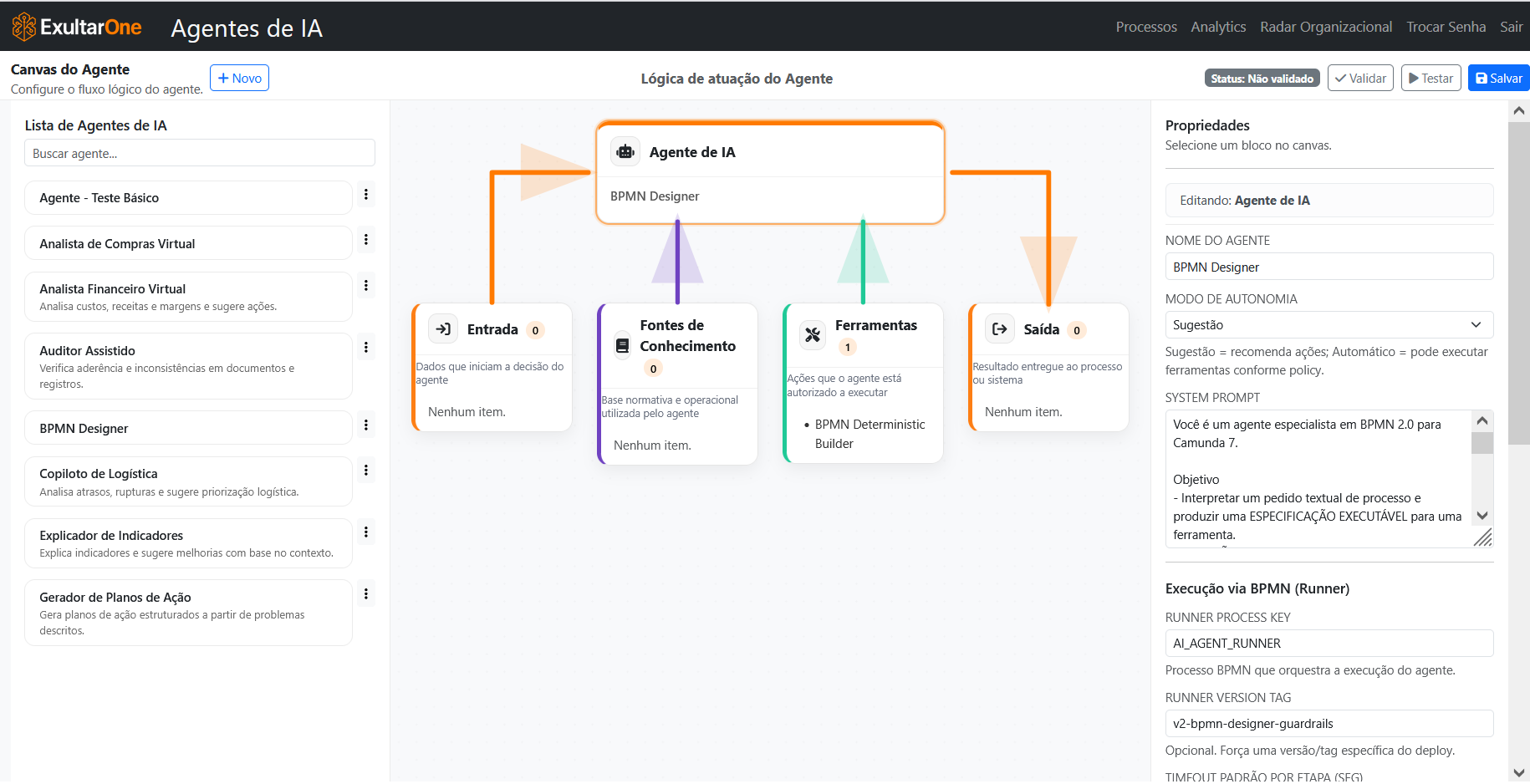 Agentes de IA — Canvas visual para configurar agentes